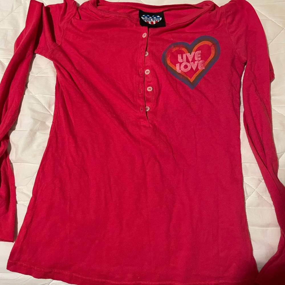 Junk food long sleeve pink shirt. Small.